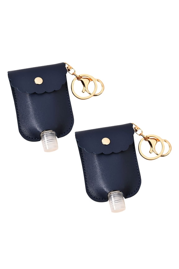 30 Ml Hand Sanitizer Keychain Bottle Set, Refillable Travel Squeeze Containers with Leather Cover & Carabiner, Tsa-Approved, Clear Bpa-Free Plastic, Pocket Purse Backpack Clip, 2*Bottle