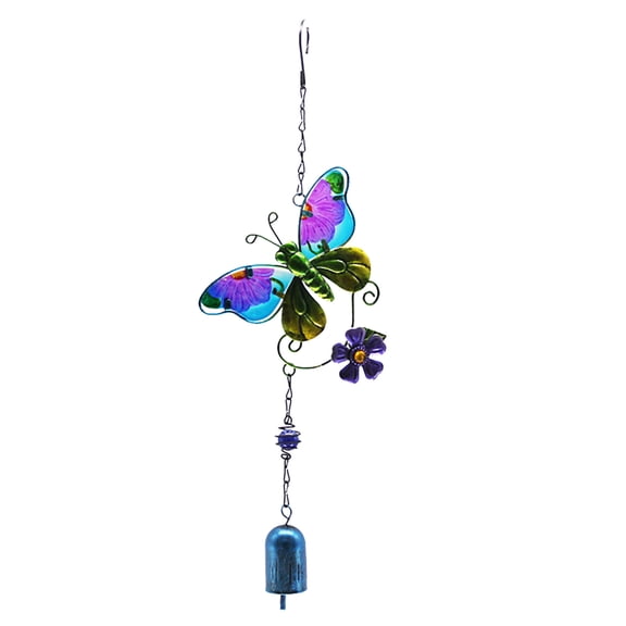 Tyeign 3D Iron Wind Chime, Color-Changing Glass & Metal Garden Hanging Art, Memorial Gift for Mom Dad Grandma, Deep-Tone Patio Décor, 1X Wind Chime