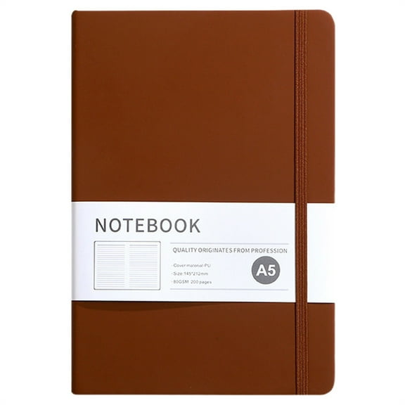 Tyeign A5 Lined Leatherette Journal, 8.35X5.7 in Hardcover Lay-Flat Notebook, 200 Thick No-Bleed Pages, Elastic Band & Ribbon Bookmark for Work, office, Travel Writing