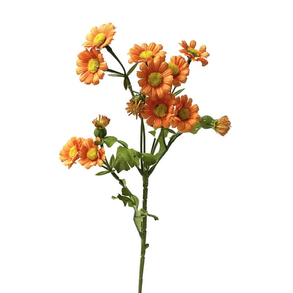 Tyeign Artificial Fall Mums, Lifelike Daisy Bush with Leaves for Indoor Outdoor Garden Porch Décor, Windproof Uv-Resistant Autumn Centerpiece, No Maintenance Needed, 1 Artificial Daisy Flower