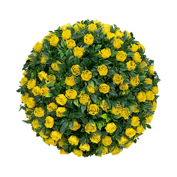 Tyeign Artificial Topiary Rose Ball 20 Cm, Realistic Faux Plant for Indoor Outdoor Tabletop Garden Wedding, No-Water Everlasting Bloom with Secure Buckles, A Flower Ball