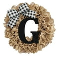 thumbnail image 1 of Tyeign Burlap Monogram Wreath 14 In, 26-Letter Personalized Front Door Hanging with Greenery & Bow, Rustic Farmhouse Welcome Sign for All Seasons, Gift-Ready Home Decor, 1X Wreath, 1 of 3