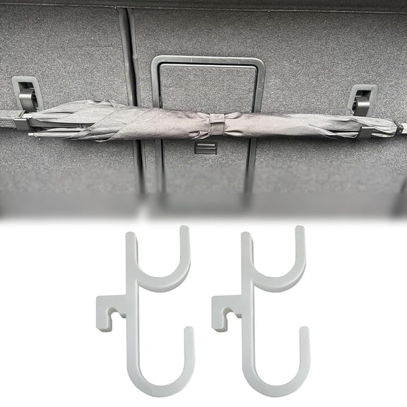 Tyeign Car Umbrella Hook Double Design, Backseat Organizer for Umbrellas & Bags, Easy Install No Noise, Multifunctional Auto Hooks for Suv, Truck Interior Storage, Car Umbrella Hook*2Pcs*3