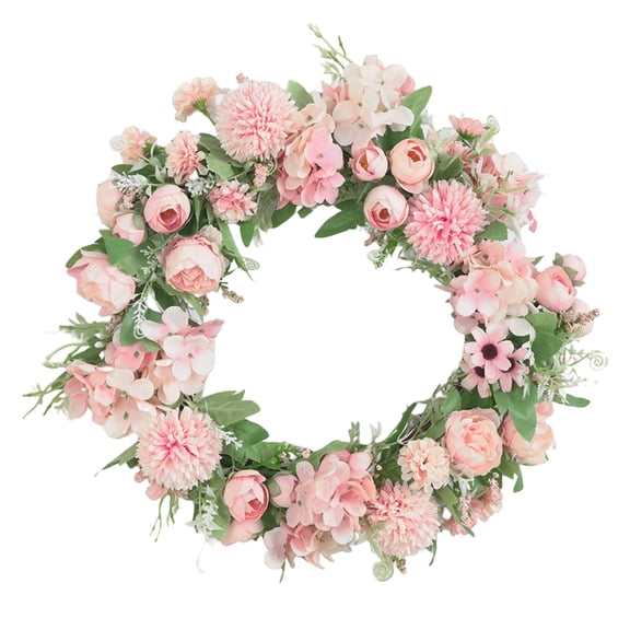 Tyeign Carnation Peony Wreath 20 Inch, Spring Mother’S Day Silk Flower Door Hanging, Pink Blooms & Green Vines on Vine Ring, Front Door Wall Window Décor, Romantic Evergreen Accent, 1X Wreath