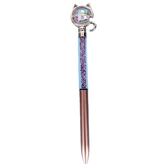 Tyeign Creative Cat Ballpoint Pen, Cute 2 Ml Ink Cat Shaped Pen with Diamond Crown, Smooth Writing Colorful Ink Novelty Stationery Gift for scholars Office, A Ballpoint Pen