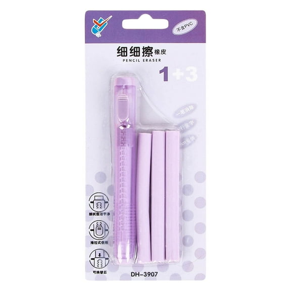 Tyeign Eraser Pen, Retractable Eraser for Creative Mechanical Pen Shape Eraser Rubber Retractable Stationery Office Su The Eraser to Replace The Telescopic Eraser Drawing Pens Purple