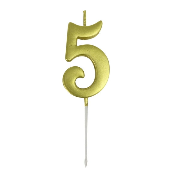 Tyeign Gold 3D Number 2 Birthday Candle Cake Topper for Boys Girls teen Party, Sparkle Wax Numeral Decoration for Wedding Anniversary, 1 × Number Candle