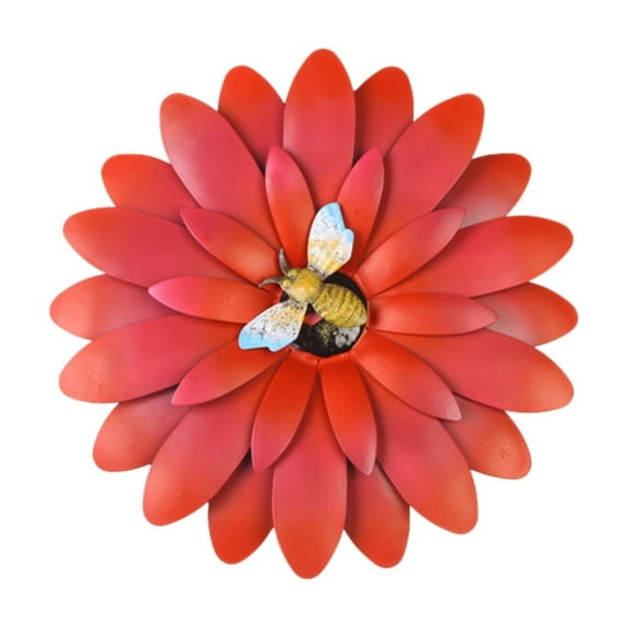 Tyeign Metal Sunflower Wall Art 16In, Hand-Painted Wrought Iron Floral Decor for Indoor Outdoor Patio Kitchen Bedroom, Rustic Garden Welcome Gift, 1*Sunflower Wall Hanging