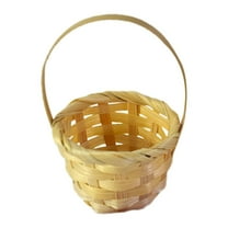 Tyeign Mini Woven Wood Flower Girl Basket with Handle, Rustic Table Centerpiece for Wedding Easter Picnic, Decorative Storage for Potpourri Candies Nursery, 4" Wide, 1 Storage Basket