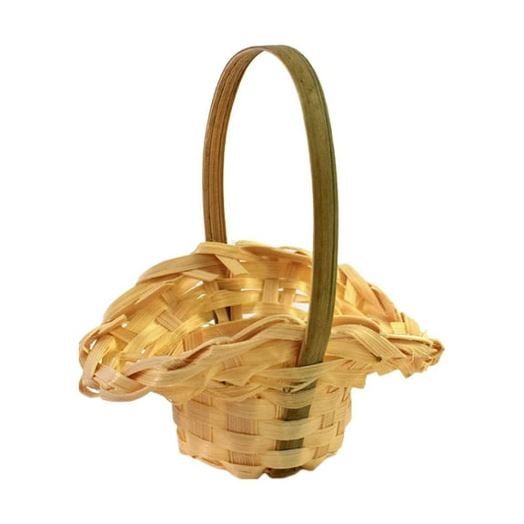 Tyeign Mini Woven Wood Flower Girl Basket with Handle, Rustic Table Centerpiece for Wedding Easter Picnic, Decorative Storage for Potpourri Candies Nursery, 4" Wide, 1 Storage Basket
