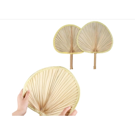 Tyeign Natural Hand-Woven Banana Leaf Folding Fan, Lightweight Raffia Portable Cooling Accessory for Spring Summer Outdoor Wedding Beach Luau Party Favor, 1 Portable Summer Palm Leaf Fan