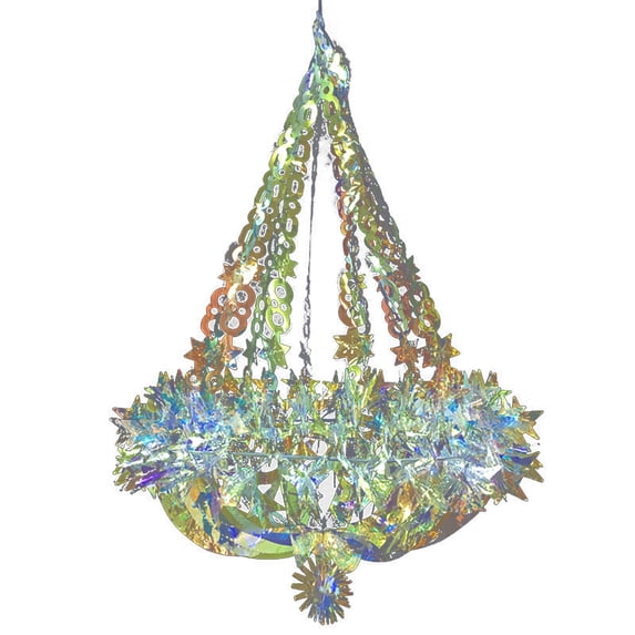 Tyeign Neon Color Chandelier Lamp Shade Cover, Hanging Pendant Light Decor for Living Room Bedroom Dorm Wedding, Diy Rainbow Film Ceiling Lamp Shade, Easy Clip-On 12 Inch, 1X Neon Film Pendant