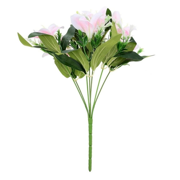 Tyeign Orange Artificial Lily Bush, 16 in Plastic & Silk Flowers for Wedding Aisle, Garden Planter Or Party Table, Uv-Resistant Zero-Wilt Bouquet, Reusable Centerpiece, 1 , 1 Artificial Lily Flower