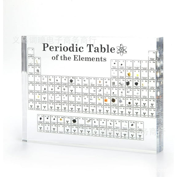Tyeign Periodic Table Display with 83 Real Elements, Acrylic Teacher scholar Desk Toy, Handmade Science Classroom Office Study Decoration, 5.9" X 4.5" Educational Gift, 1X Element Table Ornament