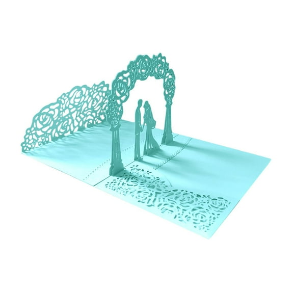 Tyeign Pop-Up Wedding Card for Bride And Groom, Tree Design Congratulations Card with Holder, Elegant Marriage Invitation for Bridal Shower, Engagement, A Tiffany Blue Wedding Stand Invitation
