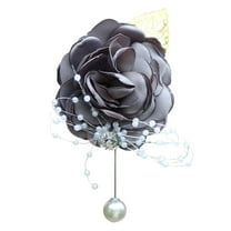Tyeign Realistic Wedding Corsage Wrist Flower Rose Boutonniere Set, Adjustable Pearl Chain Bridesmaid Prom Accessory, Silk Corsages for Photography & Ceremony, Wedding Corsage*1