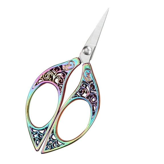 Tyeign Retro Rainbow Stainless-Steel Sewing Scissors, 4.3 in Precision Craft Snips for Embroidery Appliqué Thread, Dragon-Etched, Office Home Diy Gift, 1X Scissors