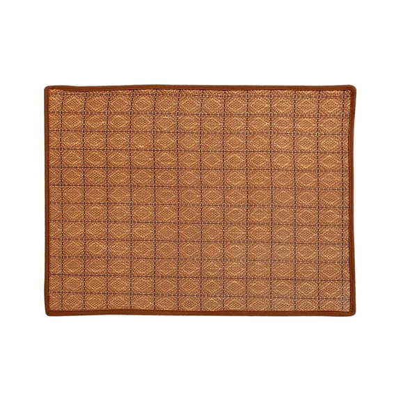 Tyeign Self-Cooling Rattan Pet Mat 12"X16", Reversible Linen & Grid Non-Slip Dog Cat Crate Pad, Foldable Portable Summer Sleeping Mat for Puppies Kittens Travel Carrier Kennel, Dog Mat*1 Piece