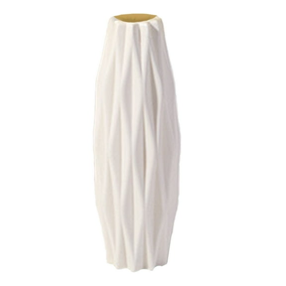Tyeign Shatterproof Imitation Ceramic Plastic Vase, Milky White Flower Pot for Home Decor, Modern Table Centerpiece for Living Room, Cafe, Hotel, Indoor Use, Plastic Vase*1
