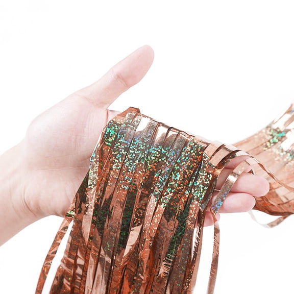 Tyeign Shimmer Foil Rain Curtain Backdrop for Birthday Wedding Party, 1X2M Metallic Fringe Photo Booth Decor, Hanging Rain Curtain for Event, 1Pc Rain Curtain