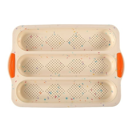 Tyeign Silicone French Bread Pan – 3-Loaf Non-Stick Perforated Tray for Baguette, Sandwich Loaf Or Sub Rolls, Oven & Toaster Safe Baking Mold, 1 Loaf Pan