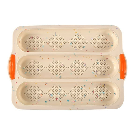 Tyeign Silicone French Bread Pan – 3-Loaf Non-Stick Perforated Tray for Baguette, Sandwich Loaf Or Sub Rolls, Oven & Toaster Safe Baking Mold, 1 Loaf Pan