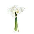 thumbnail image 1 of Tyeign Silk Calla Lily Faux Flower in Glass Vase, 13.5 in Real-Touch Pu Bloom for Dining Table Centerpiece, Wedding Bridal Bouquet Diy, Dust-Free Permanent Décor, 8X Calla Lily Artificial Flowers, 1 of 9