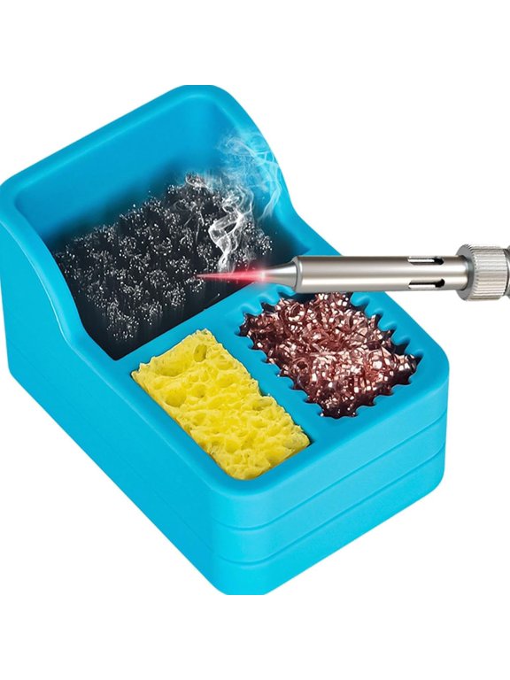 Solder Tip Cleaner, Soldering Cleaner with Sponge And Brush, Complete Cleaning Tool for Electronics, Durable Soldering Accessory Blue