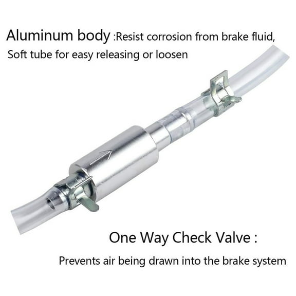 Tyeign Universal Motorcycle Brake Bleeder Hose, One-Way Check Valve Fluid Drain Kit, Aluminum Body with Pvc Tube, Essential Maintenance Tool for Hydraulic Clutch & Brake Lines, 2 Oil Pipes