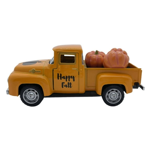 Tyeign Vintage Pumpkin Truck Fall Decor, Metal Thanksgiving Centerpiece with Removable Pumpkins And Pinecones, Farmhouse Table Decor, Layered Tray Accent, 1 Car + 3 Pumpkins