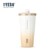 Tyeso 600ML Stainless Steel Coffee Cup With Straw Gradient Color Insulated Water Bottle Car Thermos Mug Cold Drink Vacuum Cup