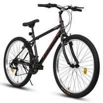 Tyethy 26" Mountain Bikes for Men, 21-Speed Comfort City Bike with Dual V-Brake Carbon Steel Frame, Adult Bicycle, Black
