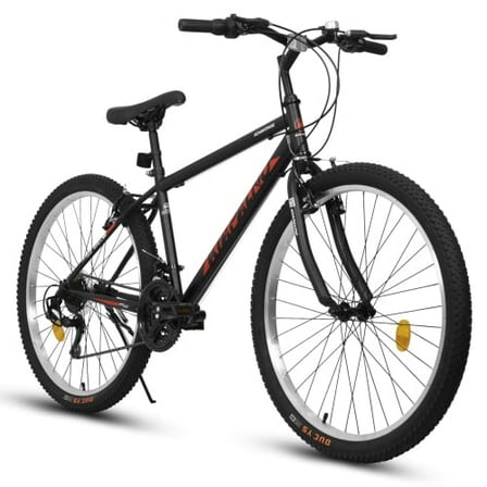 Tyethy 26" Mountain Bikes for Men, 21-Speed Comfort City Bike with Dual V-Brake Carbon Steel Frame, Adult Bicycle, Black