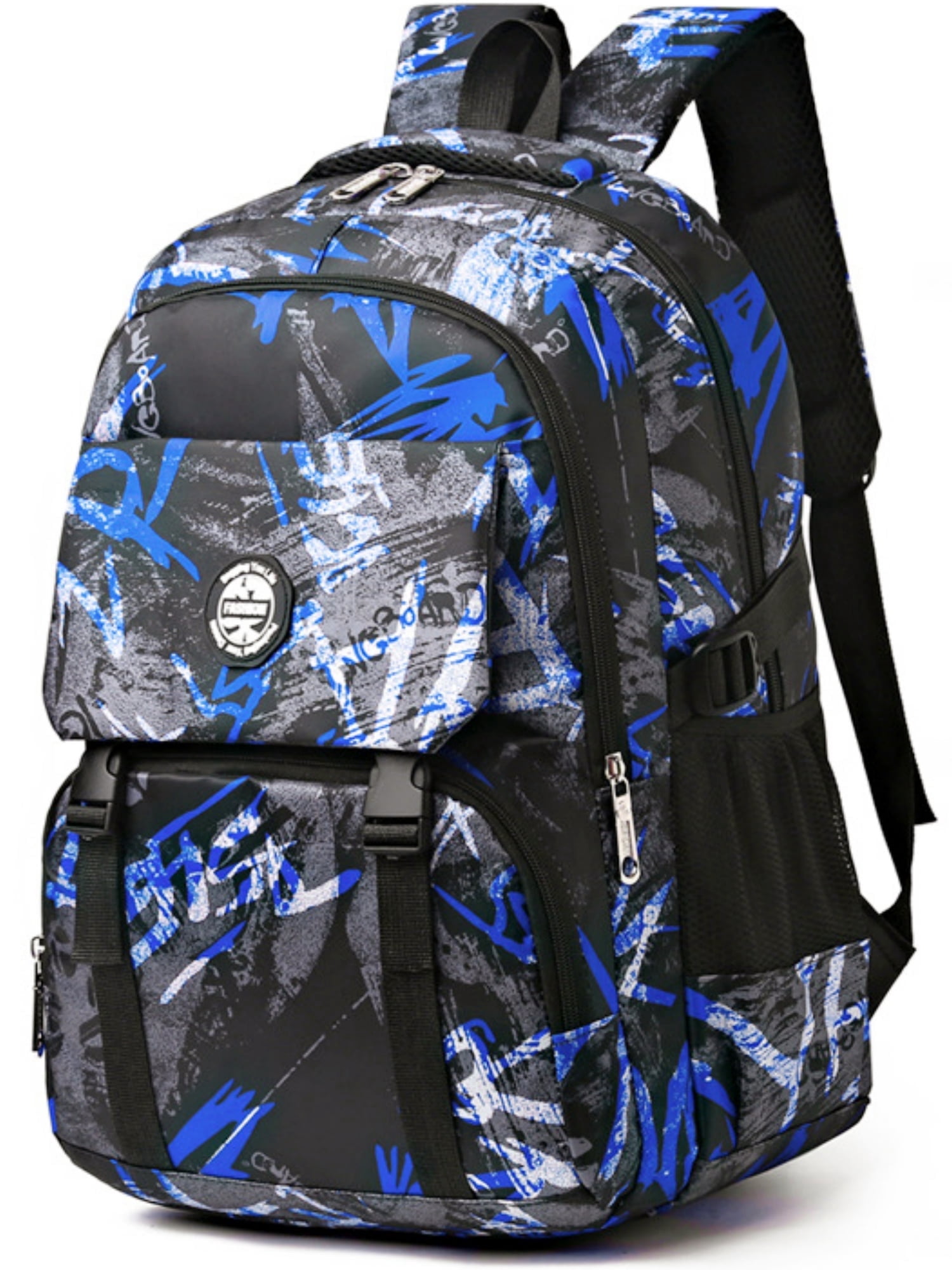 Tyethy School Backpack for Boys Kids Printed Large Capacity Laptop Bookbag Casual Daypack for School Travle Daily Use, Blue