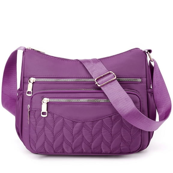 Tyethy Crossbody Bag for Women Multi Pocket Nylon Shoulder Bag Handbag Purse Trendy Messenger Bag for Ladies, Deep Purple