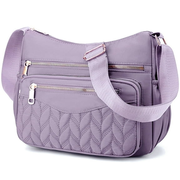 Tyethy Crossbody Bag for Women Multi Pocket Nylon Shoulder Bag Handbag Purse Trendy Messenger Bag for Ladies, Purple