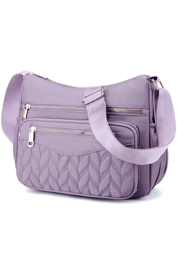Crossbody Bag for Women Multi Pocket Nylon Shoulder Bag Handbag Purse Trendy Messenger Bag for Ladies, Purple