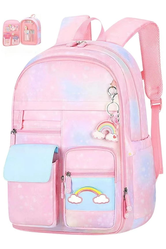 Girls Backpack School Backpack Cute Pink School Bag Shoulder Bookbag for Kids, Pink