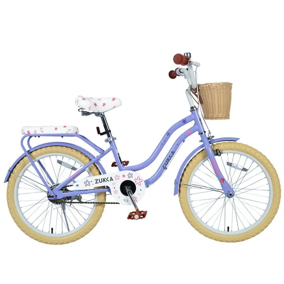 Tyethy Girls Bike 20" Single Speed Kids Bicycle with Basket for 7-10 Girls, Purple