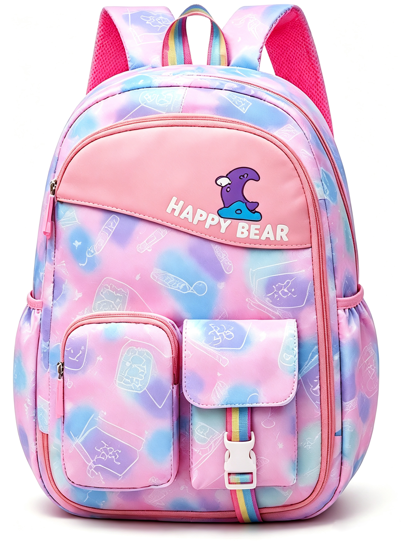 Kids Backpacks School Bag for Teen Girls, Lightweight School Backpacks Bookbags with Multiple Pockets for Middle School College, Pink