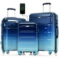 thumbnail image 1 of Tyethy Luggage Sets 3 Piece 20" Carry-on Luggage with USB Port 24" 28" Checked-in Hardshell Suitcase Set, Blue, 1 of 7