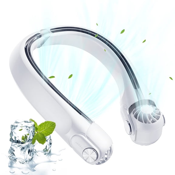 Tyethy Portable Neck Fan Rechargeable Wearable Cooling Fan, Bladeless Hands-Free Fan for Indoor/Outdoor, Gift for Women, Men - White