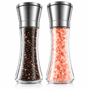 Tyethy Salt and Pepper Grinder Set of 2, Refillable Stainless Steel Salt Pepper Shakers with Adjustable Coarse Mills for Spices Pepper Himalayan Sea Salts