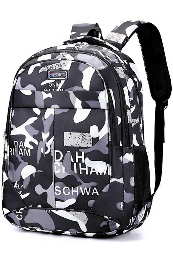 School Backpacks for Boys, 15.6 inch College Bookbag Girls Camouflage School Bags for Kids, Black