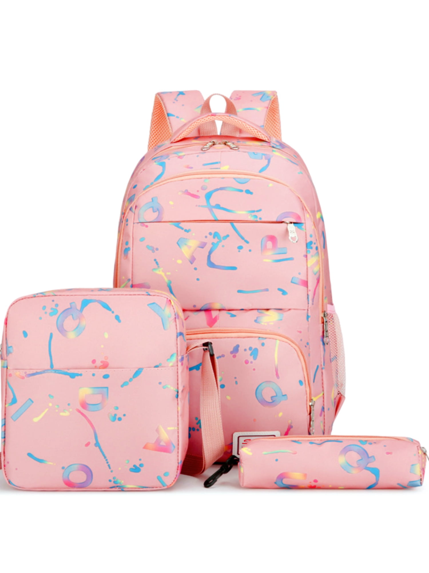Tyethy Girls School Backpack with Lunch Bag, 17.8x11.9x7.1 in, Pink ...