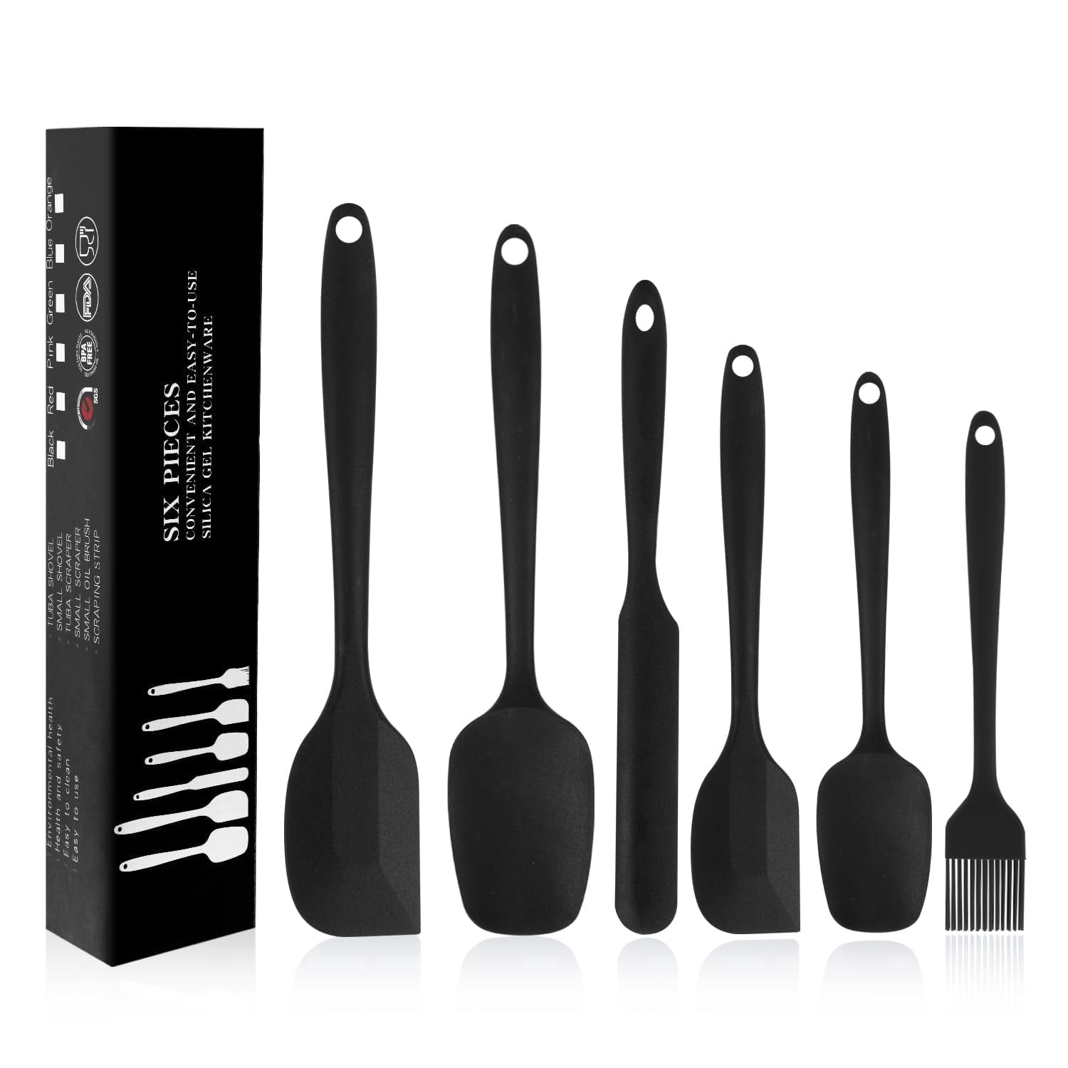 Tyethy Silicone Spatula Set of 6 Nonstick Kitchen Utensils for Cooking ...