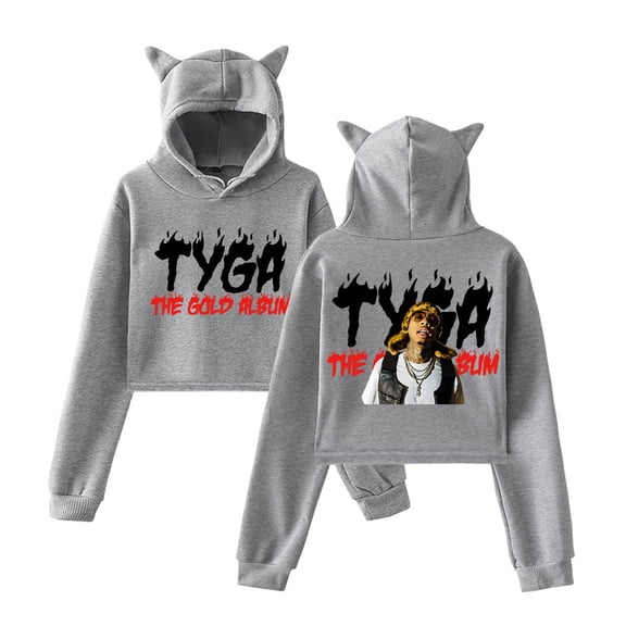 Tyga Cat Ear Fashion Trendy Women's Short Hoodie Sportswear