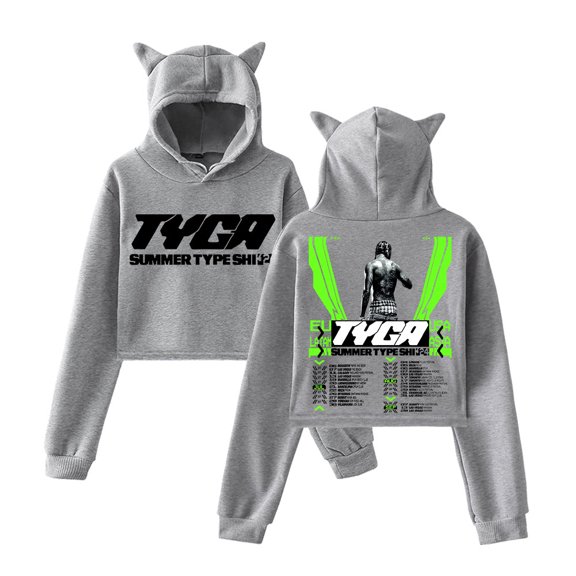 Tyga Cat Ear Fashion Trendy Women's Short Hoodie Sportswear