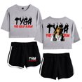 thumbnail image 1 of Tyga Summer retro casual women's short sleeved shorts set, 1 of 3