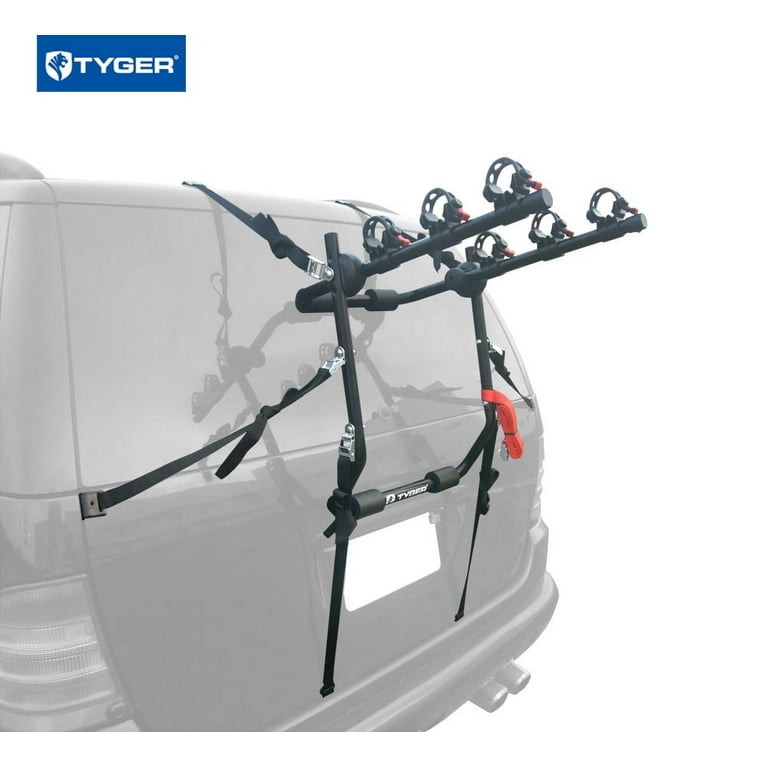 Tyger Auto Deluxe 3 Bike Trunk Mount Bicycle Rack. Compatible with vehicles without rear spoilers